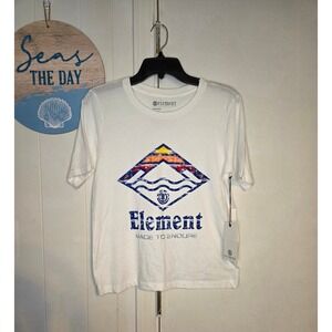 Element Womens White Graphic Logo T-Shirt Made to Endure Cotton S